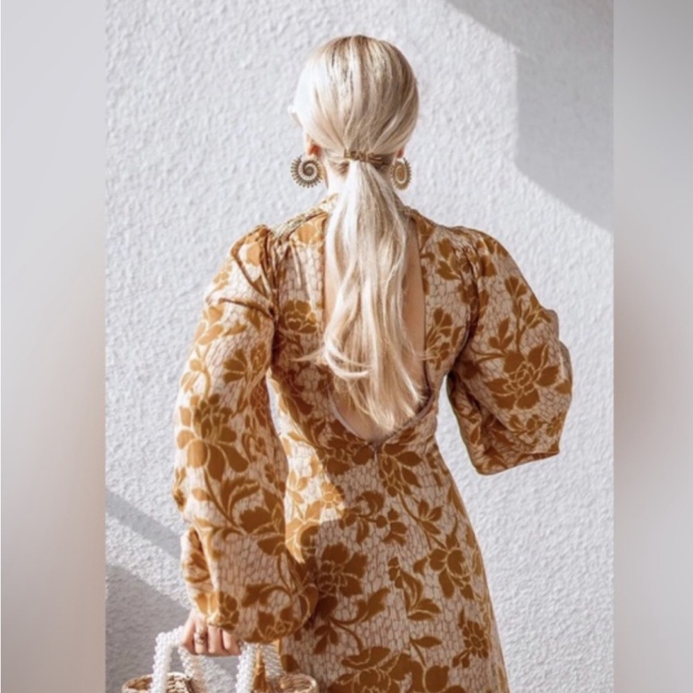NWT Zara Floral Open Back Midi Dress - Picture 5 of 15